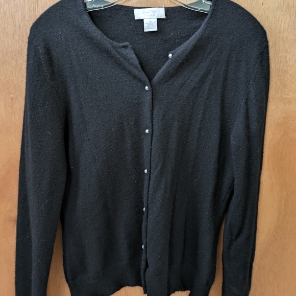Marshall Fields Sweaters - Black cashmere cardigan sweater.  Sz Medium. Marshall Fields.